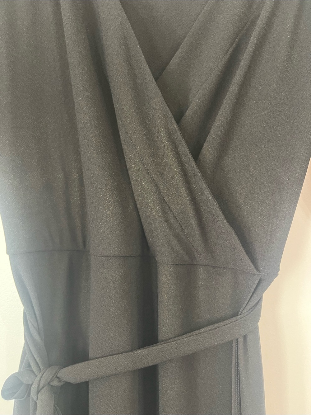 Apt. 9 Womens Dress Black Wrap Dress with Tie V Neck Short Sleeves Size Large - Picture 5 of 6